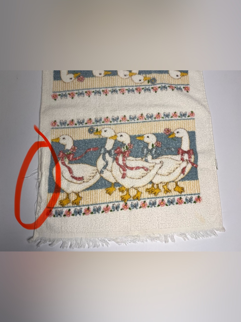 Lot of 3 VTG Cannon 80s Country Geese Goose Rag Towel Fringe READ Cottage Core - Picture 8 of 13